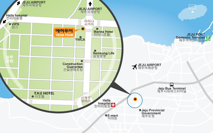 Rough map of Jeju head office. Marina hotel intersection Youn building 2nd floor